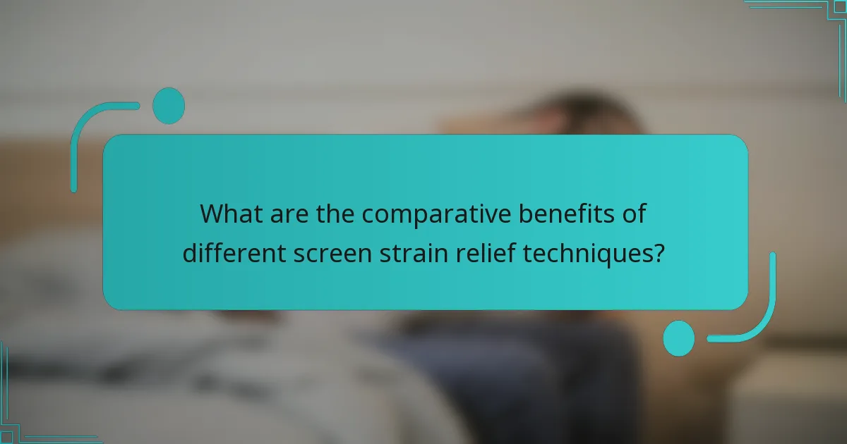 What are the comparative benefits of different screen strain relief techniques?